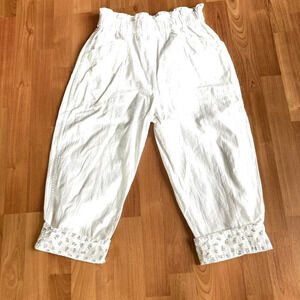 Vintage Stefano International White Cotton Cropped High Waist Pants,‎ Size M